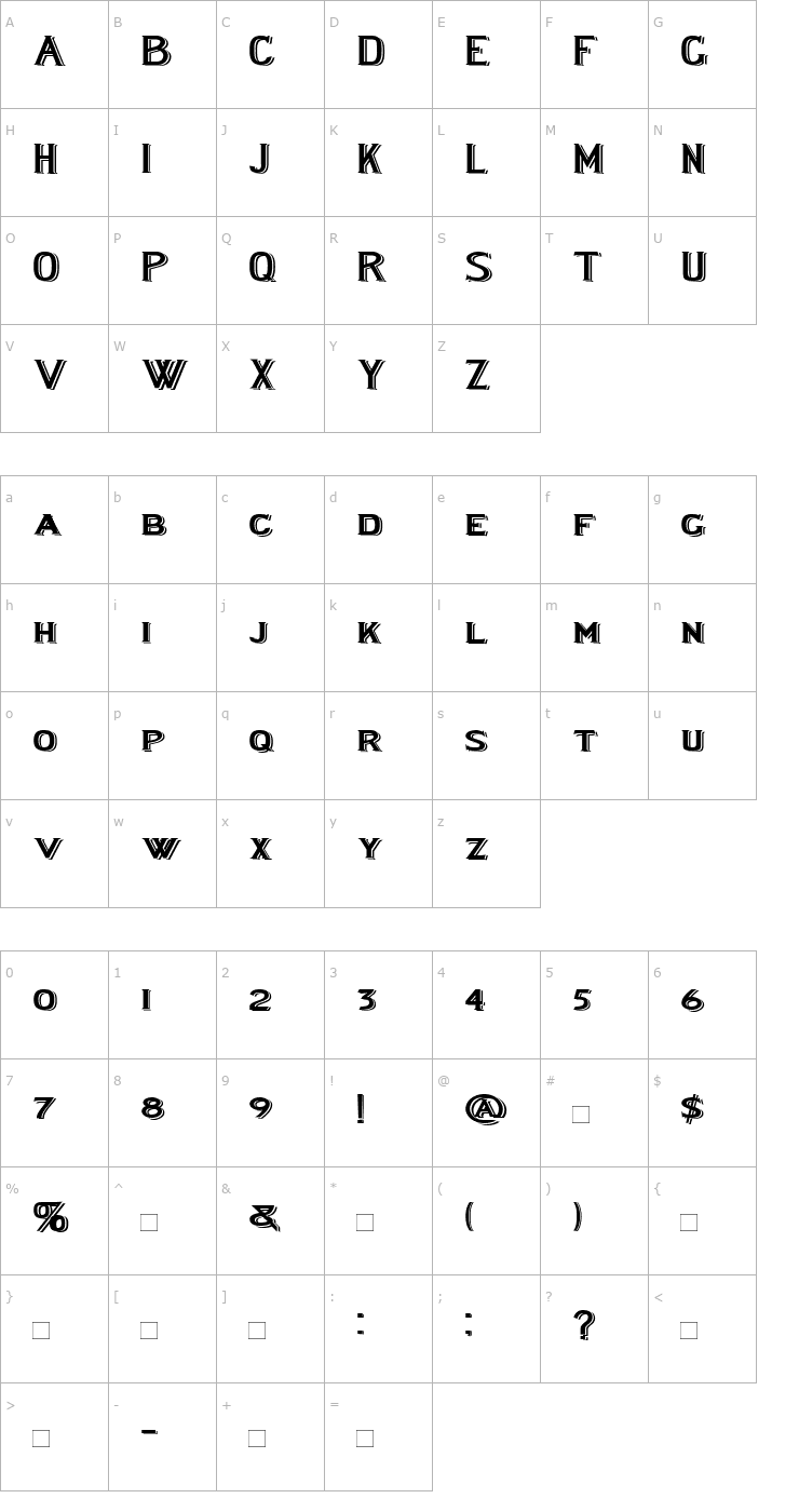 Character Map LewishamShadowedWide Font
