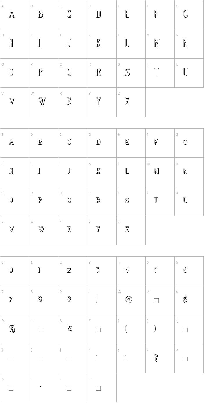 Character Map LewishamShadowII Font