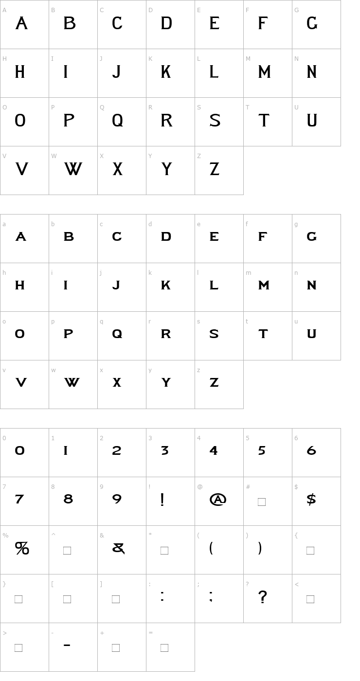 Character Map LewishamWide Font