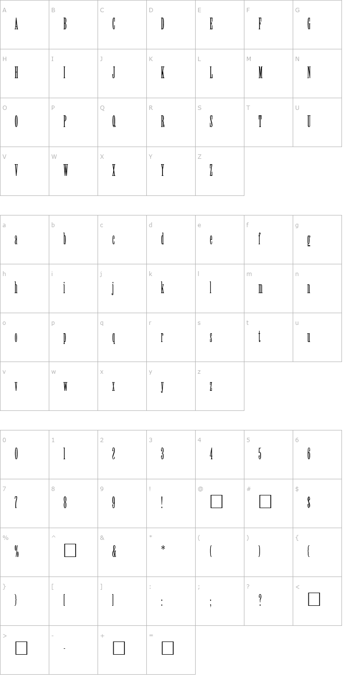 Character Map Lexicon Font