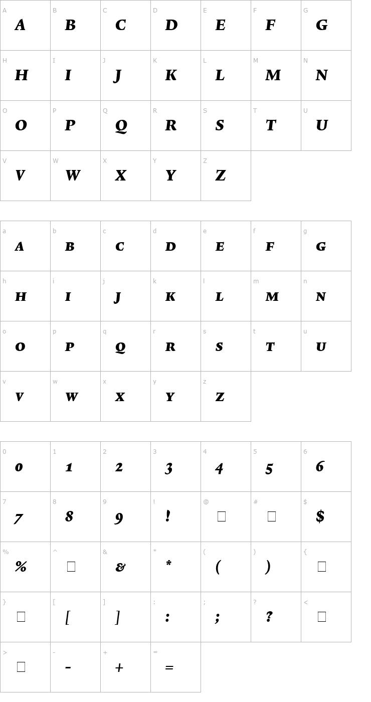 Character Map Lexicon No1 Italic F Exp Font