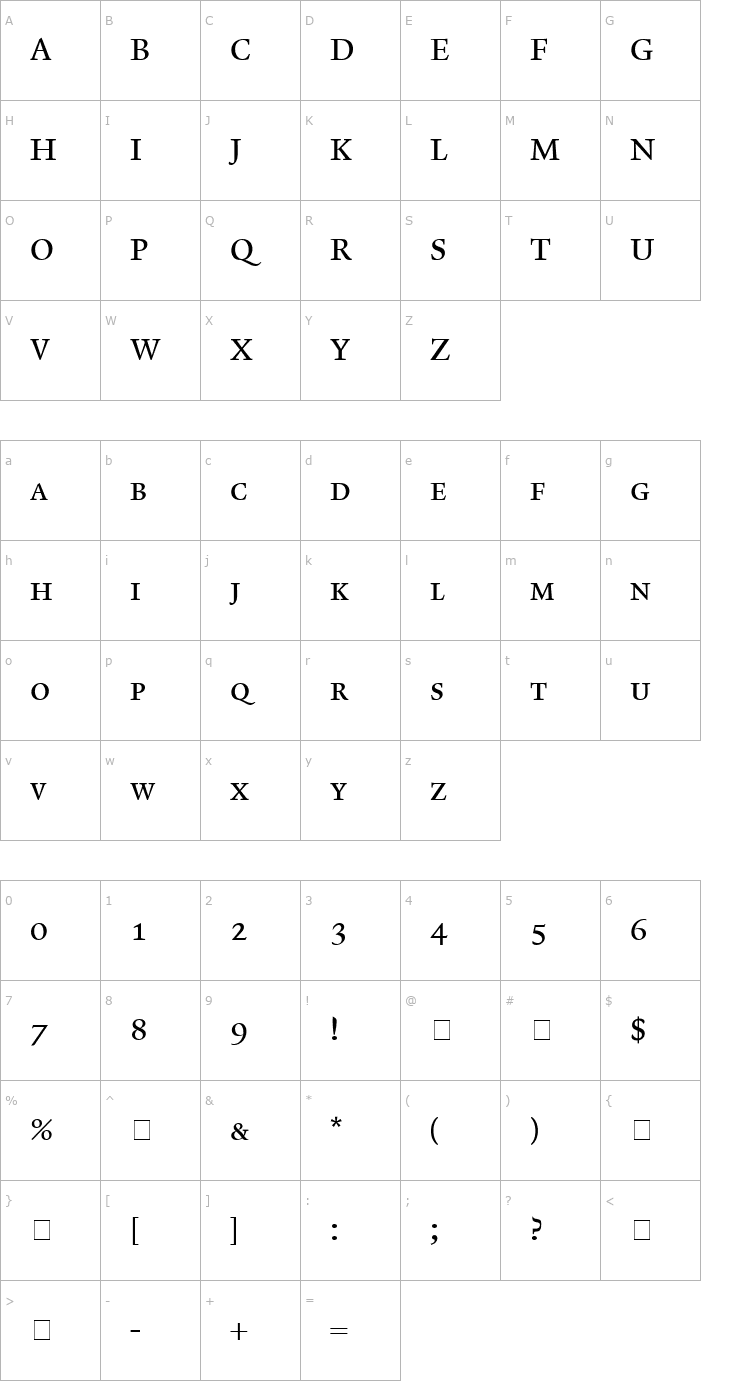 Character Map Lexicon No1 Roman A Exp Font