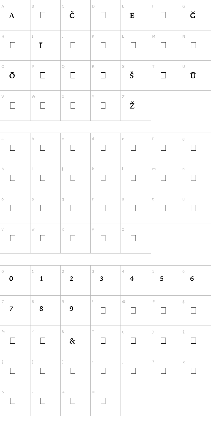 Character Map Lexicon No1 Roman A Pi Font