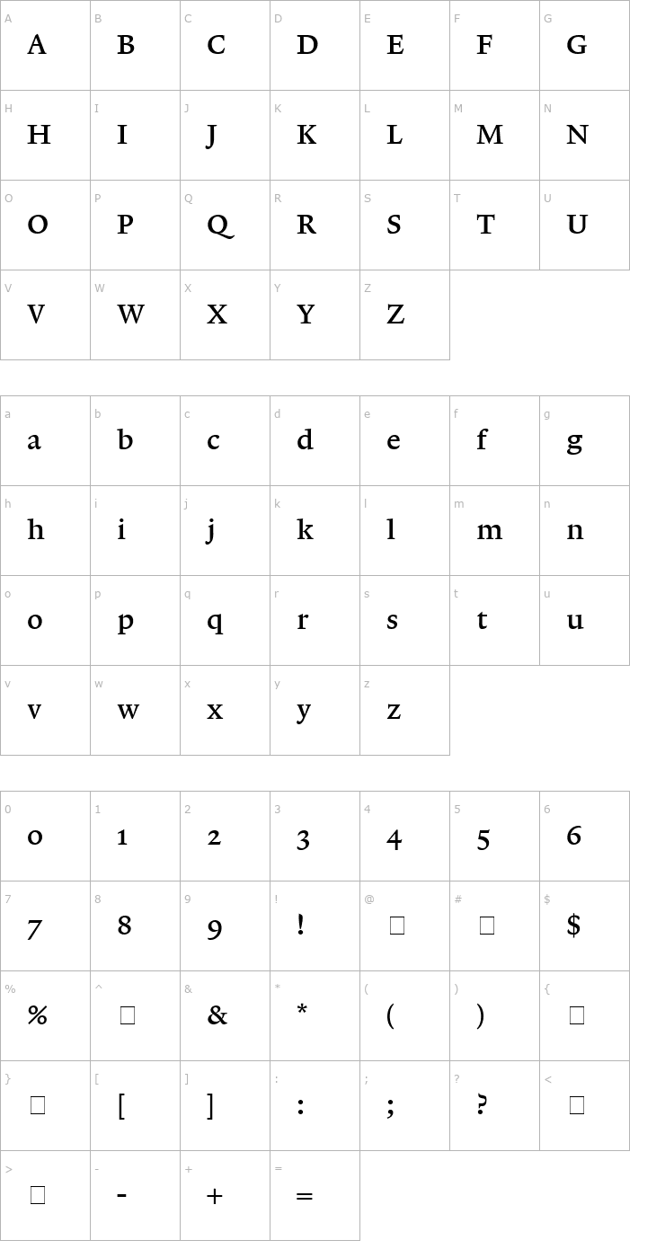 Character Map Lexicon No1 Roman B Txt Font