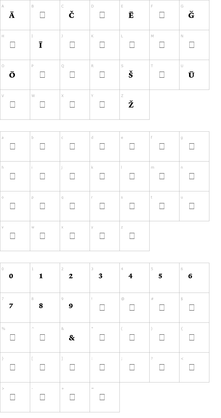 Character Map Lexicon No1 Roman D Pi Font