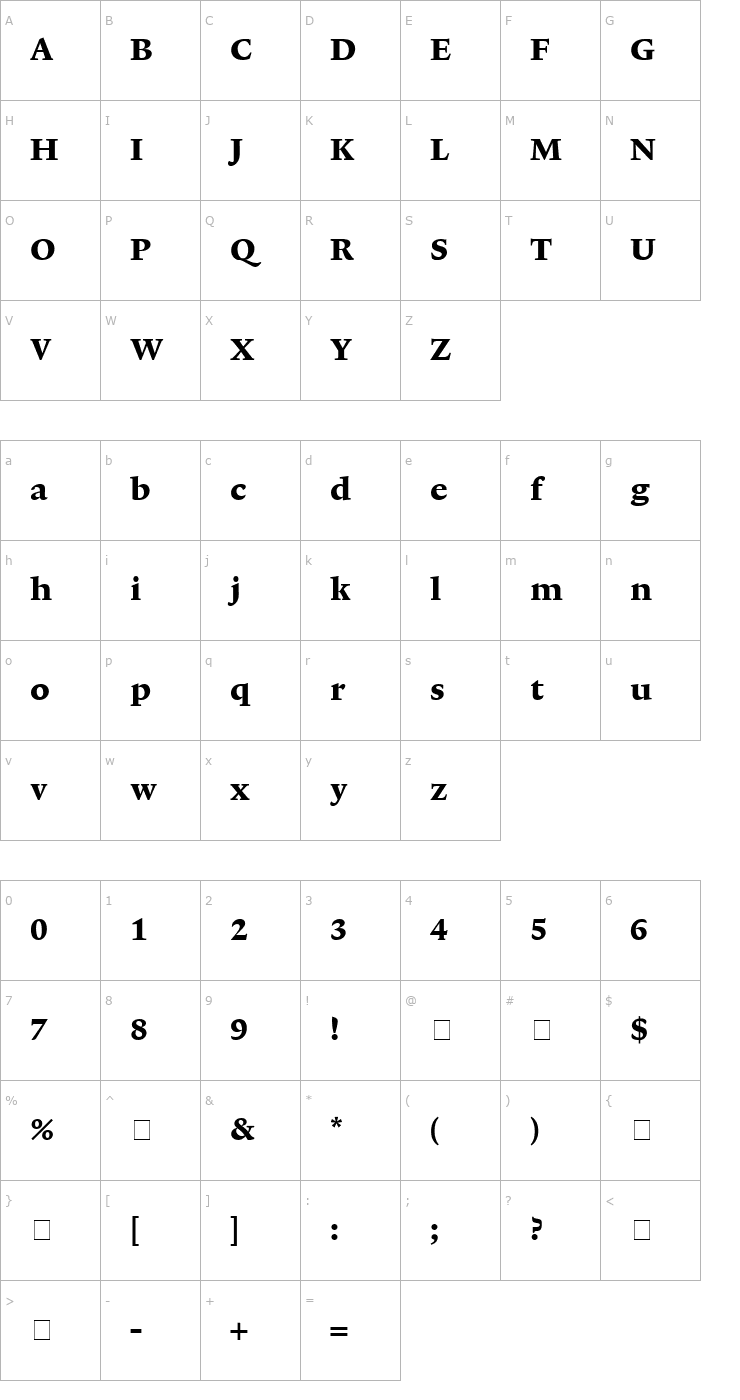 Character Map Lexicon No1 Roman E Tab Font