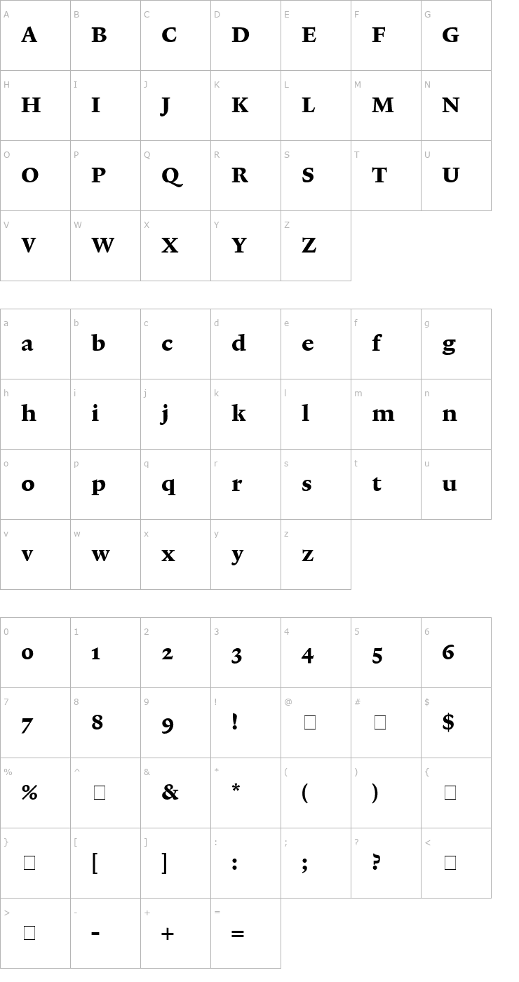Character Map Lexicon No1 Roman E Txt Font