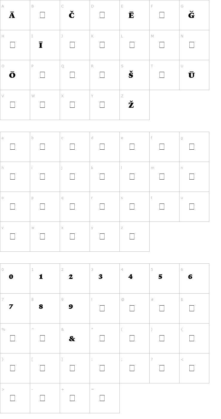 Character Map Lexicon No1 Roman F Pi Font
