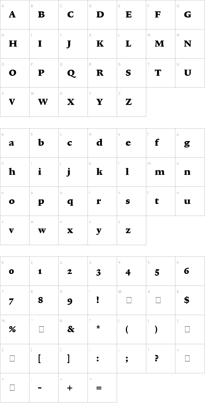 Character Map Lexicon No1 Roman F Txt Font