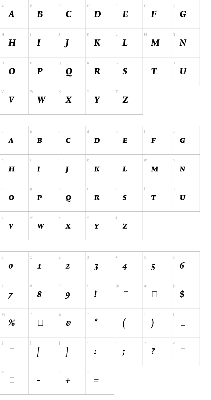 Character Map Lexicon No2 Italic E Exp Font