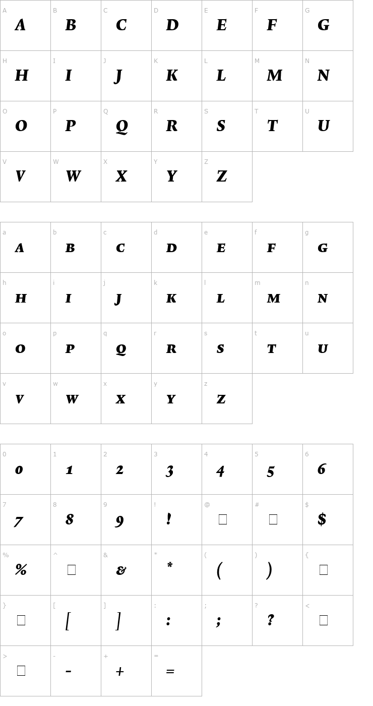 Character Map Lexicon No2 Italic F Exp Font
