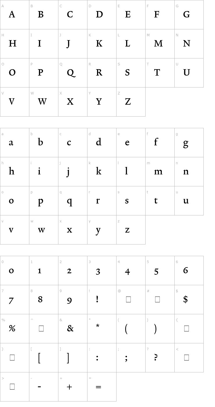 Character Map Lexicon No2 Roman B Txt Font