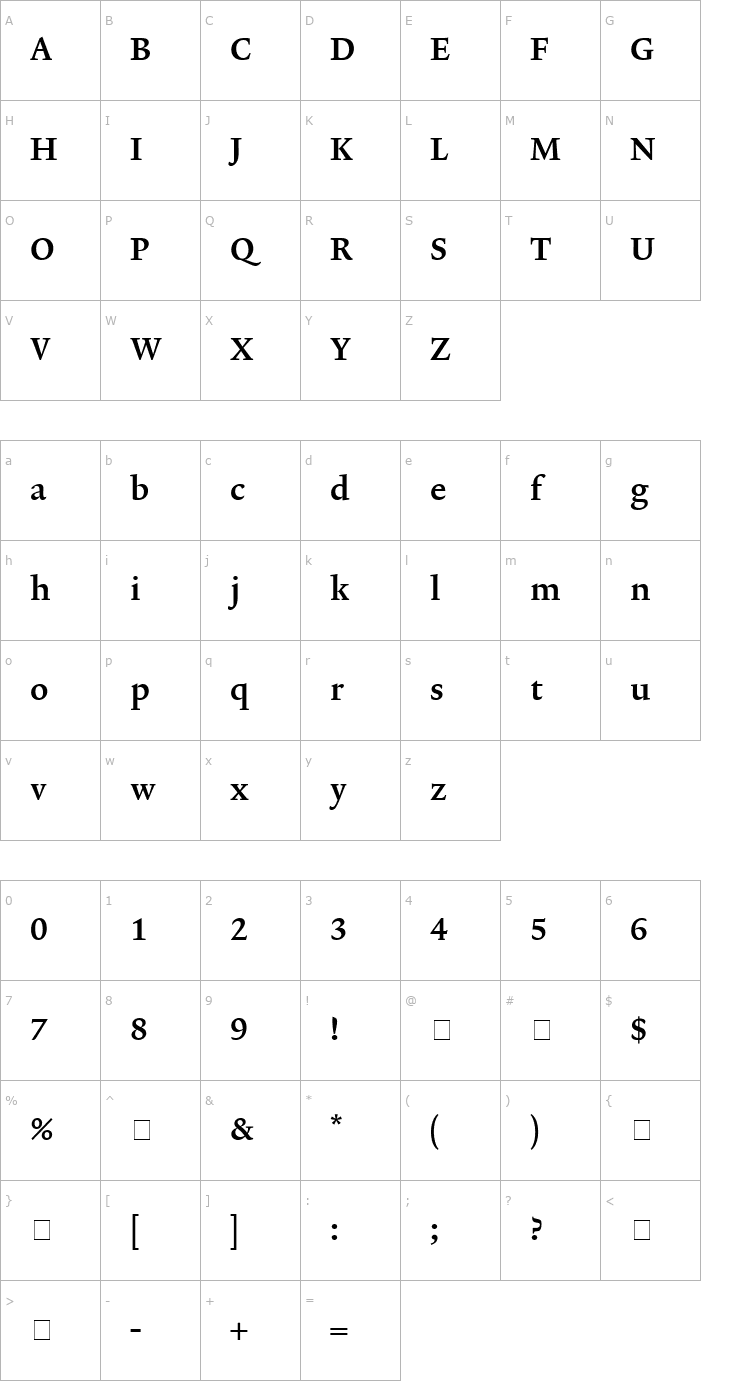 Character Map Lexicon No2 Roman C Tab Font