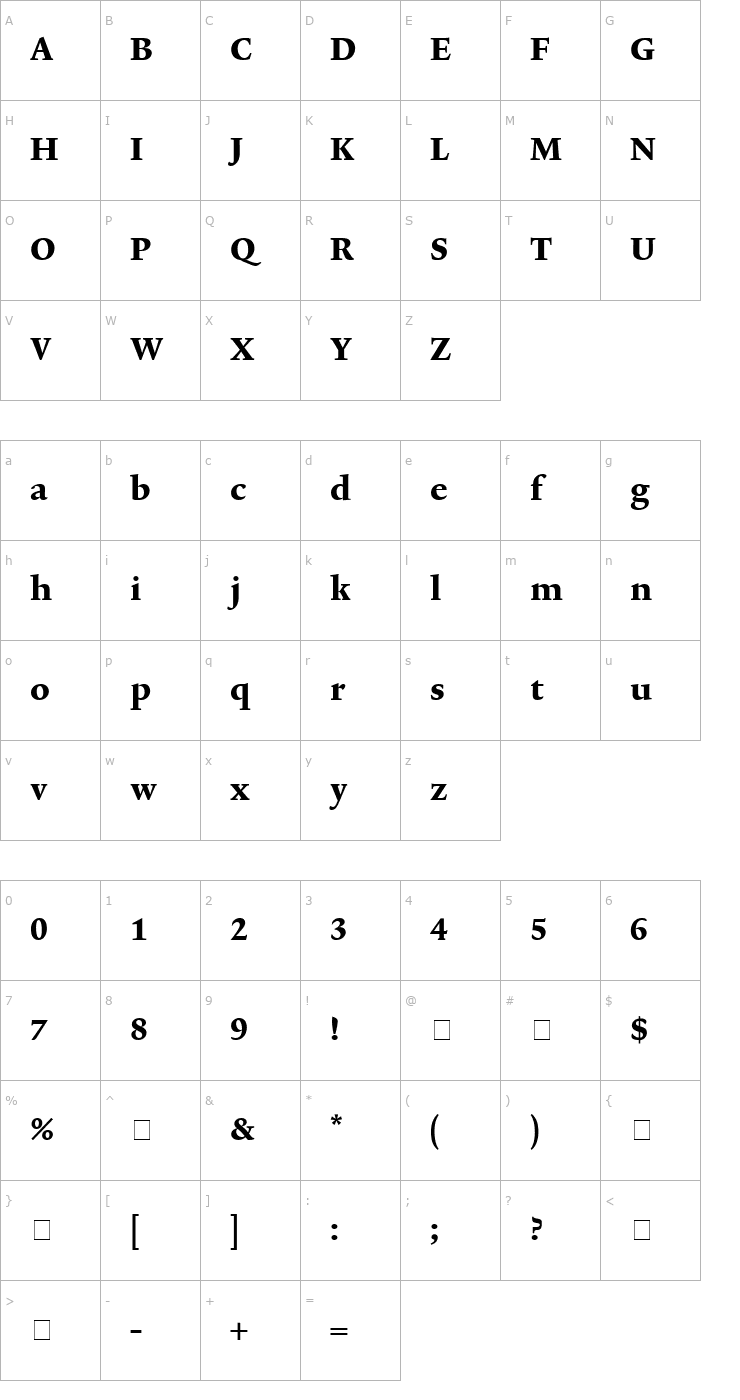 Character Map Lexicon No2 Roman E Tab Font