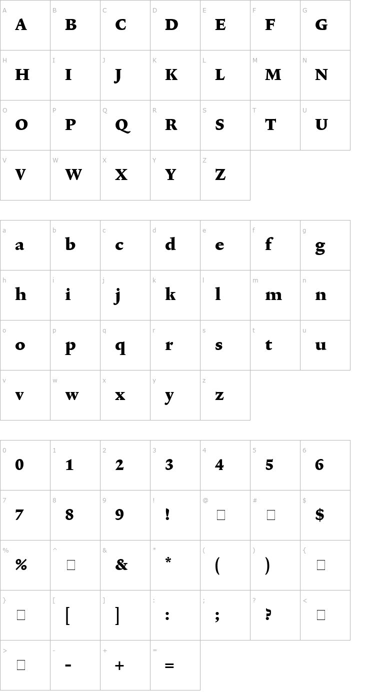 Character Map Lexicon No2 Roman F Tab Font