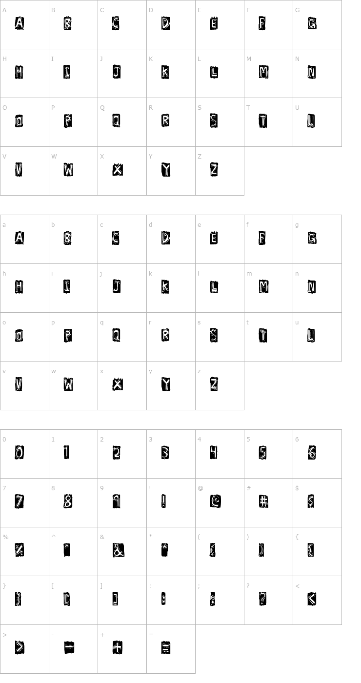 Character Map Lexographer Font