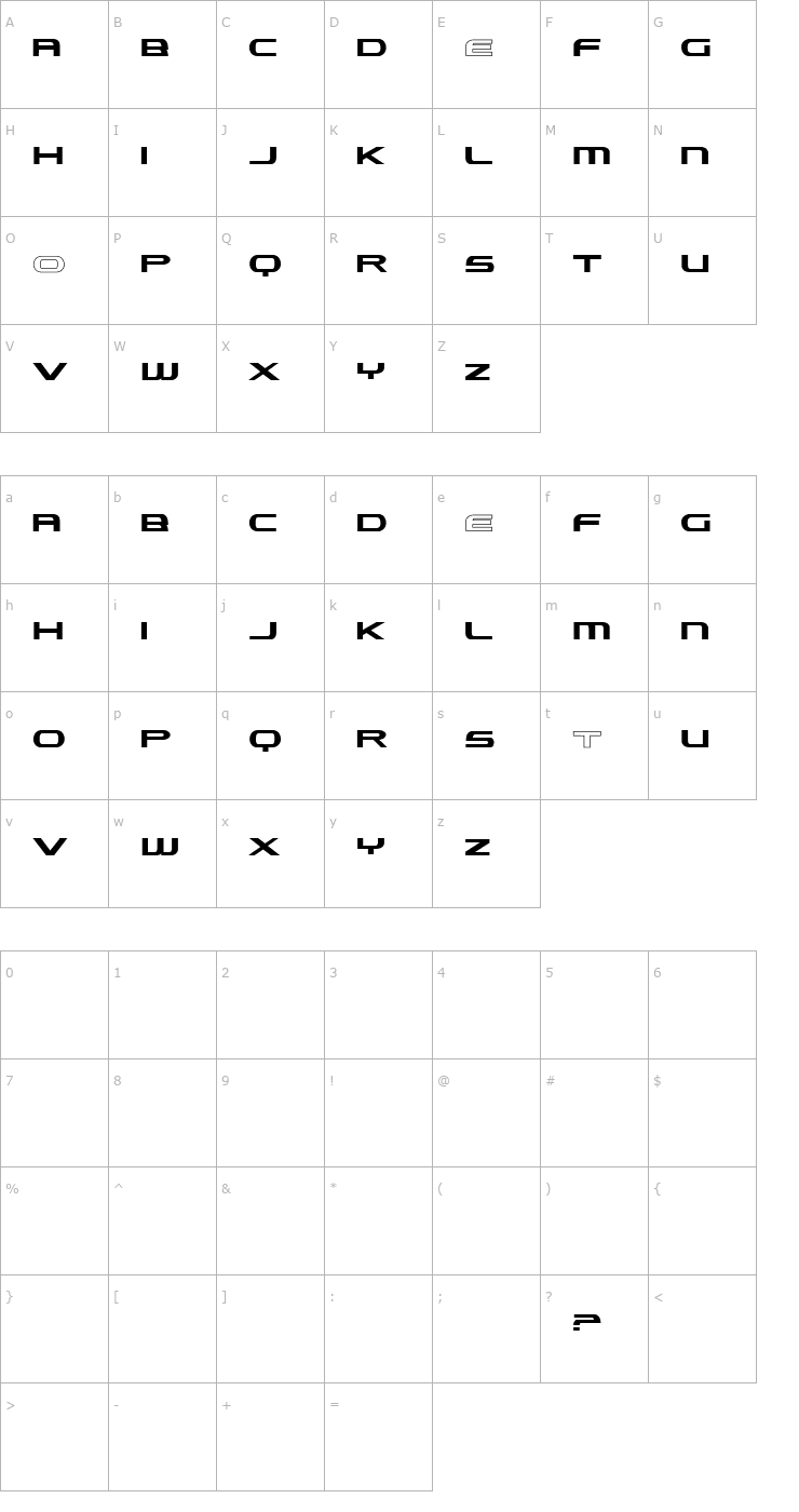 Character Map Lexust Demo Font