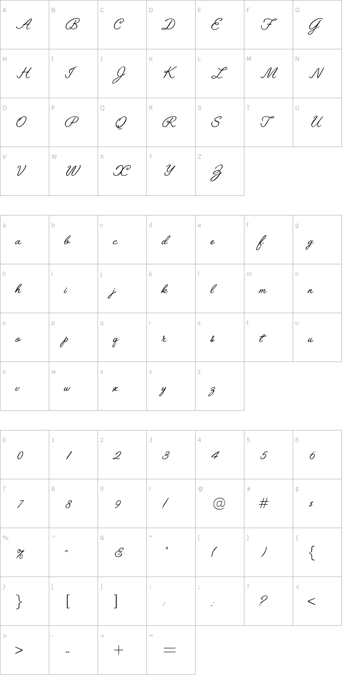 Character Map Leytonstone-Regular Font