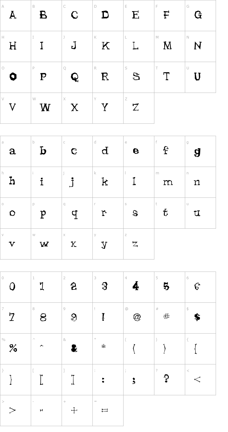 Character Map Lhyrma Font