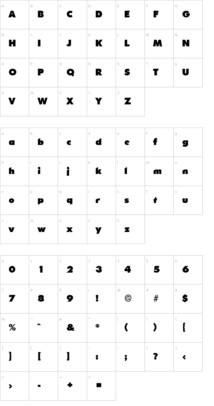 Character Map LiamBecker-Heavy Font