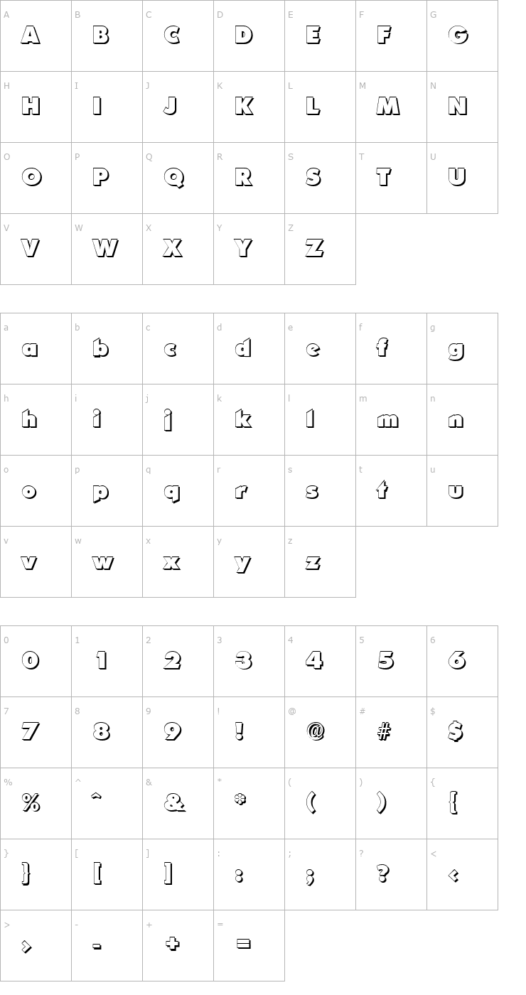 Character Map LiamBeckerShadow-Heavy-Regular Font