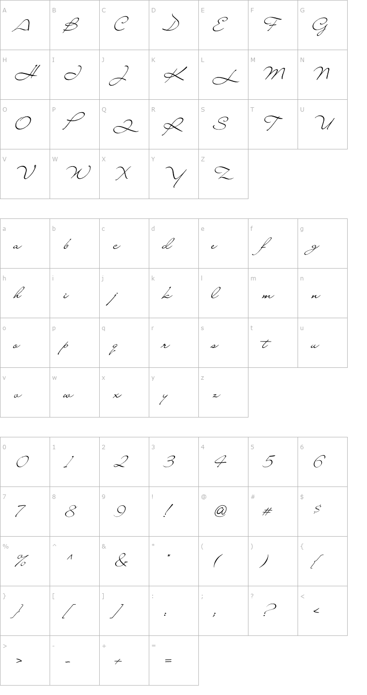Character Map Liana Font