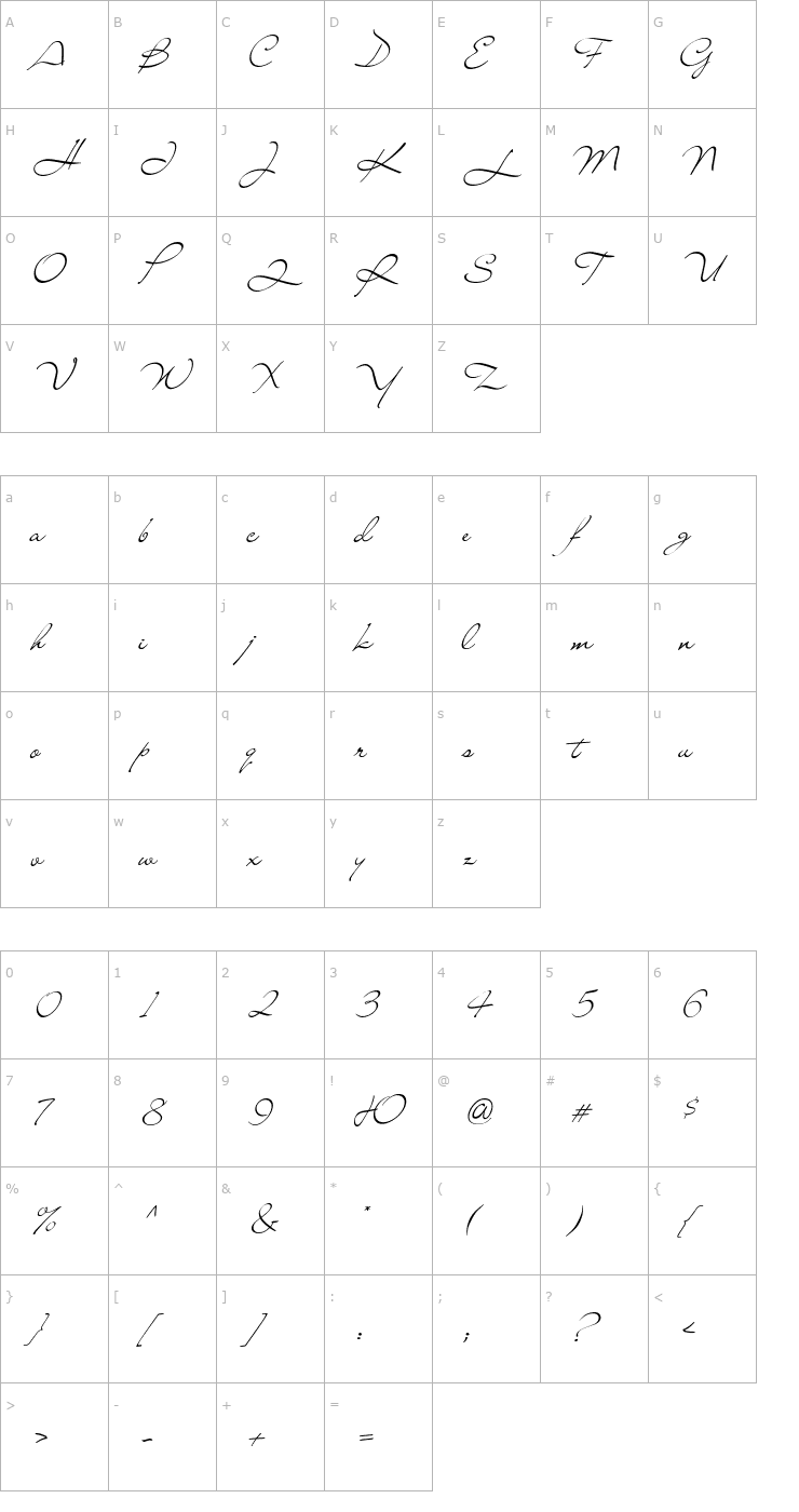 Character Map LianaLeft Font