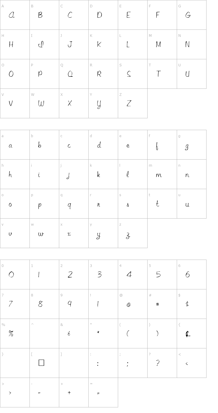 Character Map Libby Regular Font