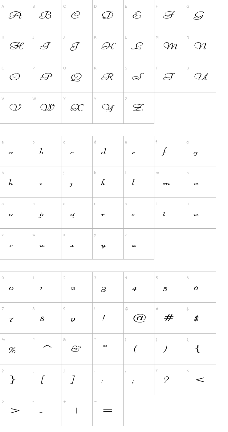 Character Map Liberate Extended Bold Font