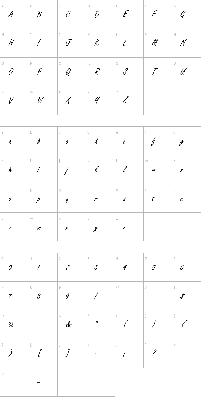 Character Map Liberty Font