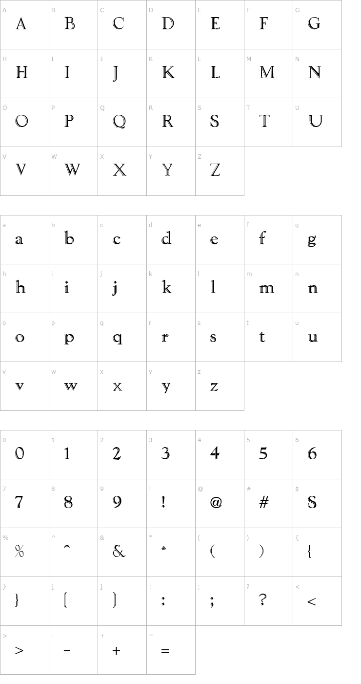 Character Map Liberty Regular Font