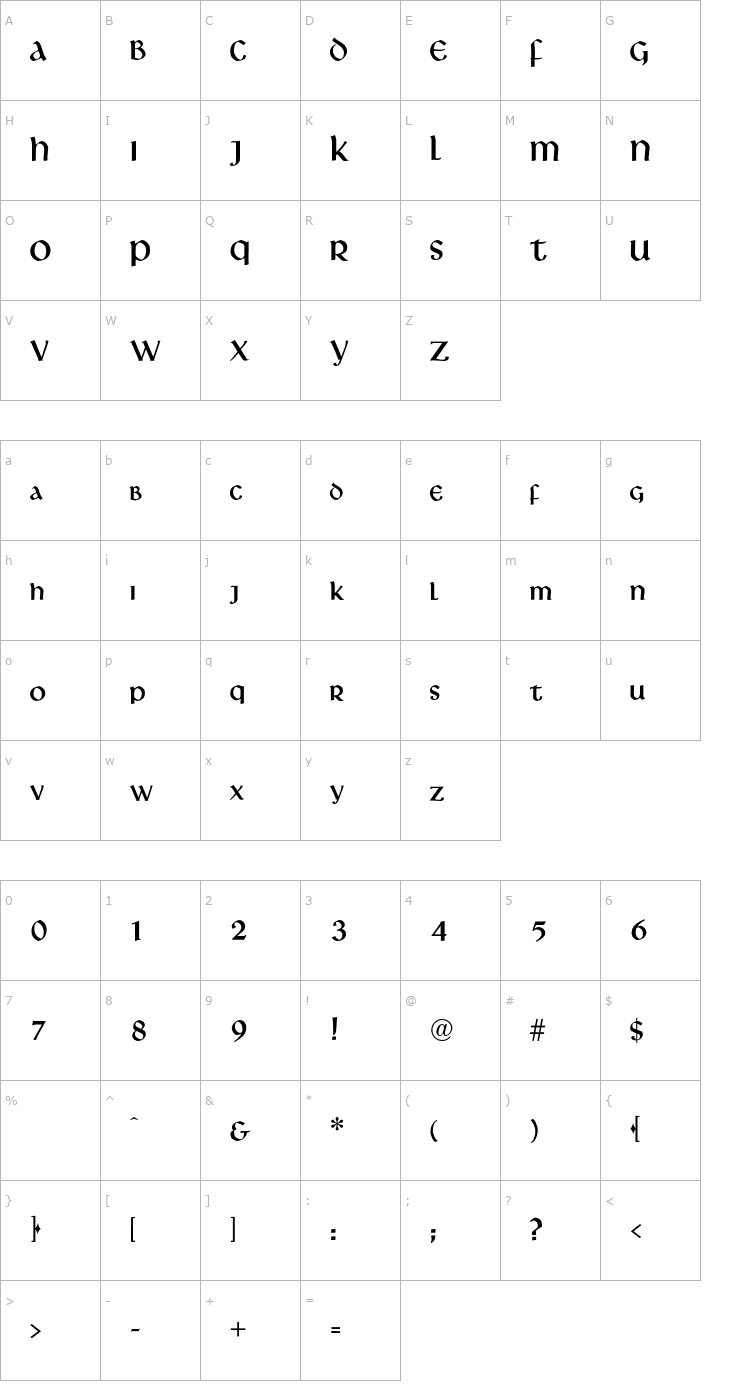 Character Map Libra-Normal OTF Font