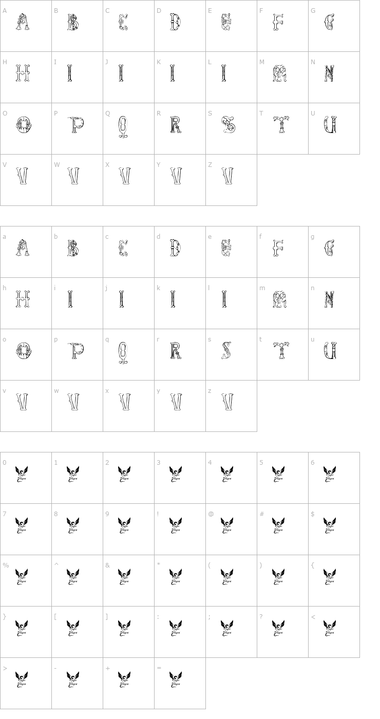 Character Map Library of Minerva, 9th c. Font