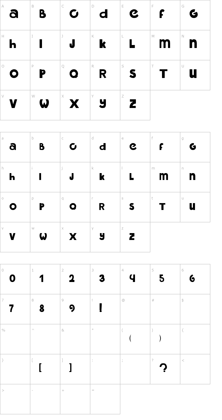 Character Map Libre Font