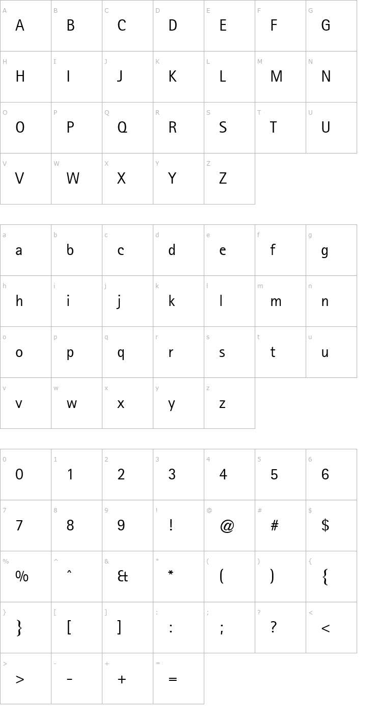 Character Map Libre Sans Serif SSi Font
