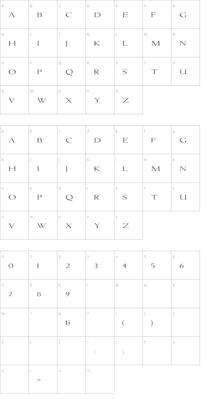 Character Map Lichtner Ex Font