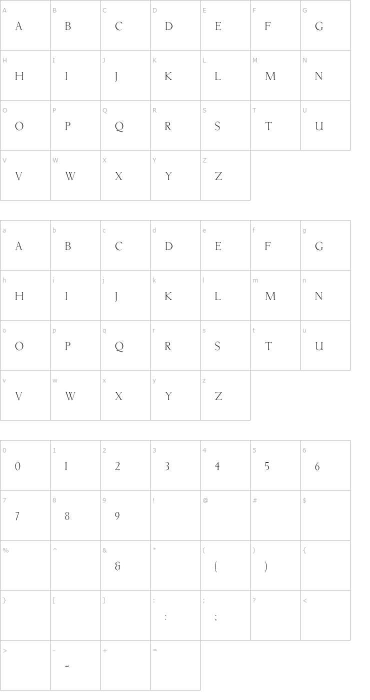 Character Map Lichtner Font