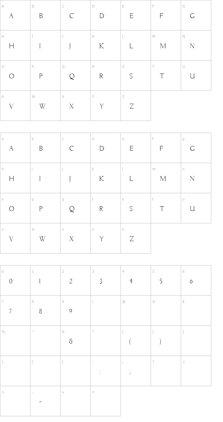 Character Map Lichtner Regular Font