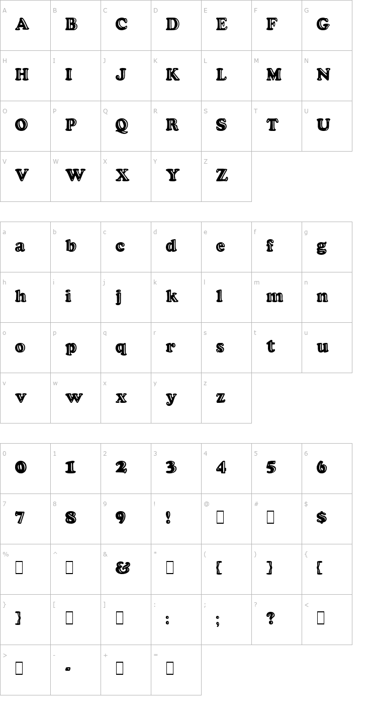 Character Map Licorice 1 Font