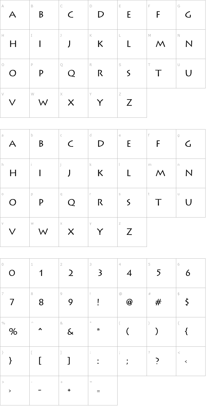 Character Map Liddie Font