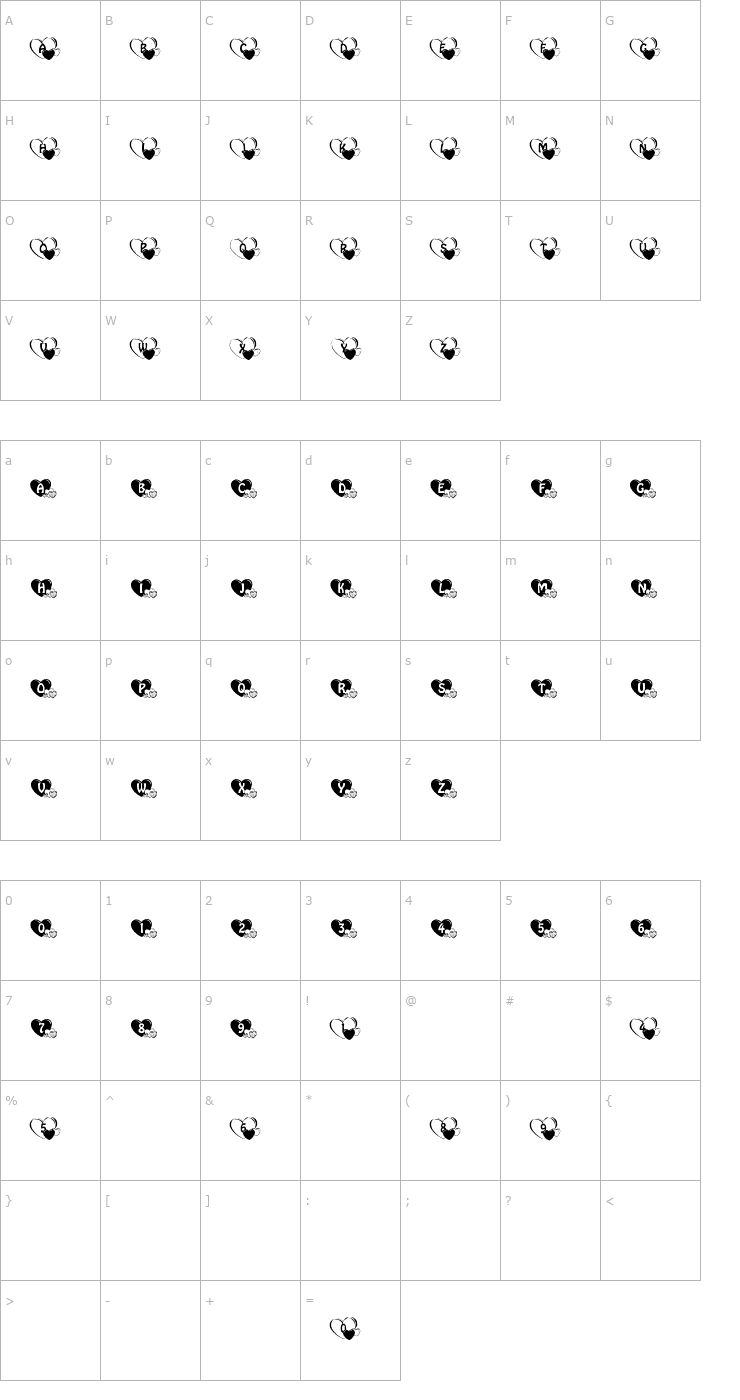 Character Map Lieb Mütterlein Font