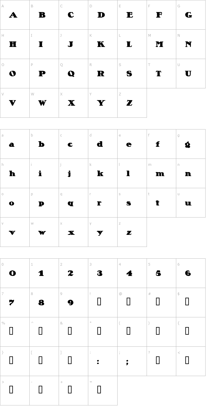 Character Map Lietz Alexander Nero Font