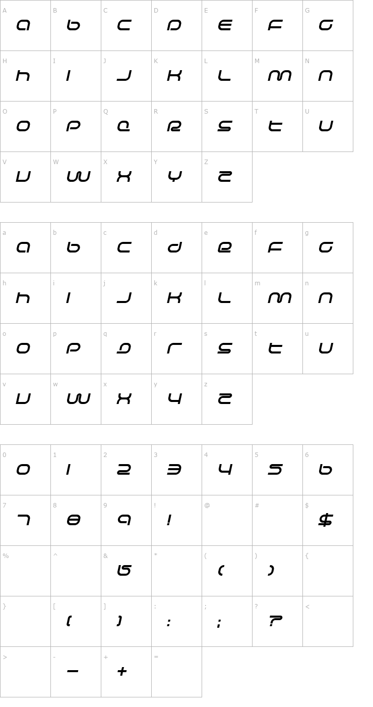 Character Map Life Support Bold Italic Font