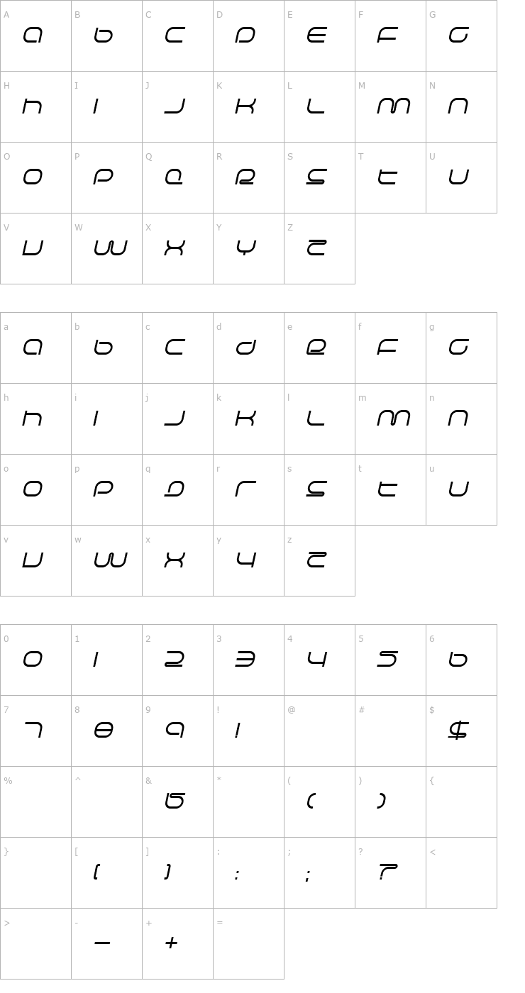 Character Map Life Support Italic Font