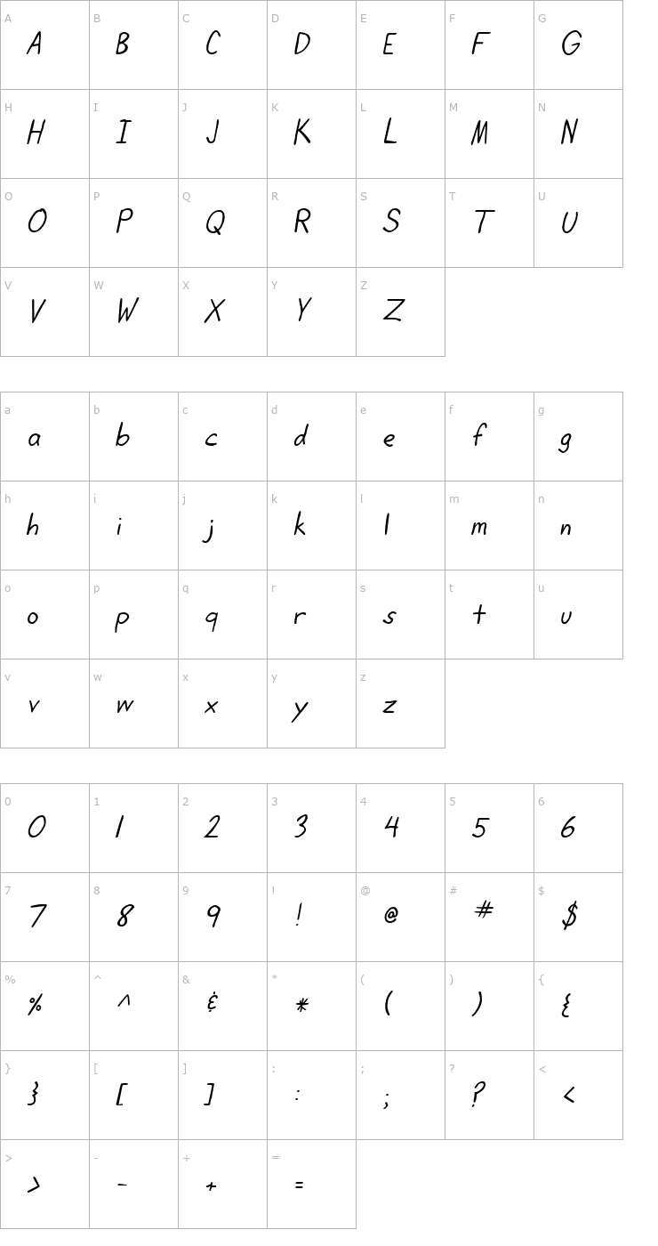 Character Map Lifetime BoldOblique Font