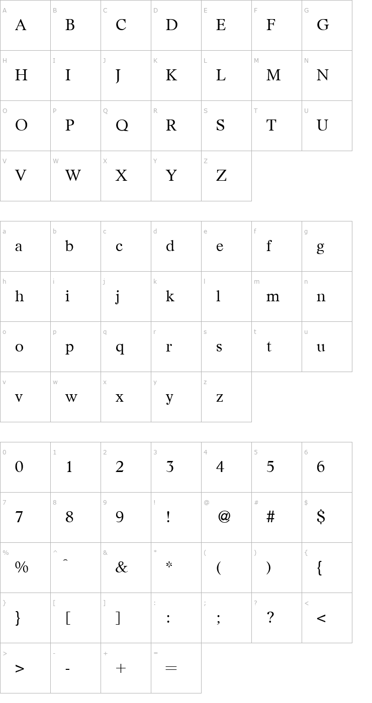 Character Map Ligature-Regular Font