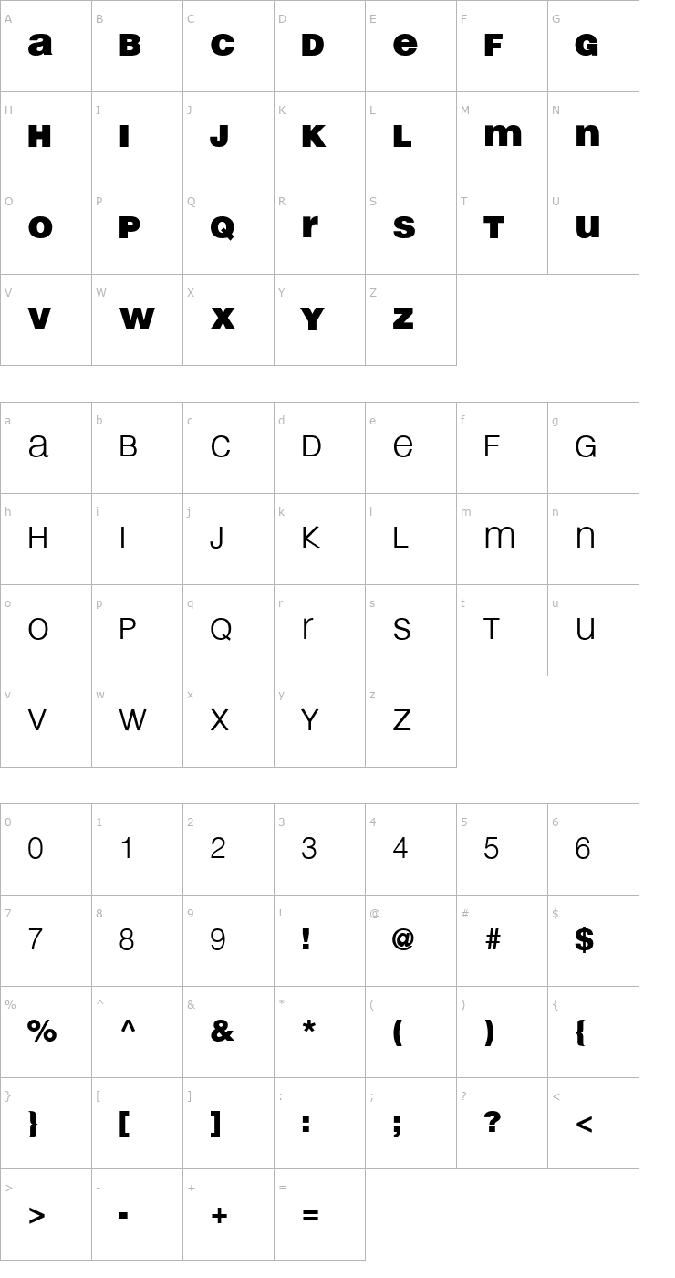 Character Map Light & Black Font