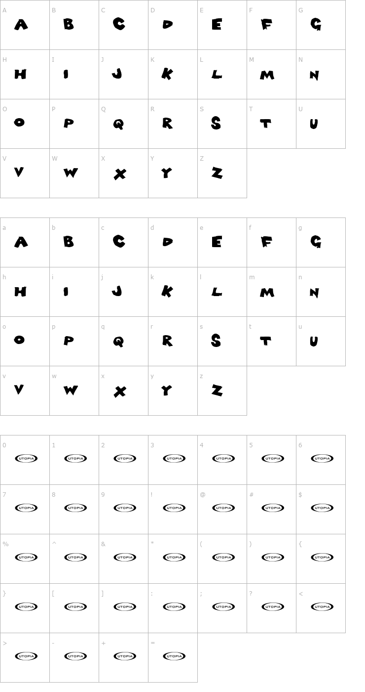Character Map Light Font
