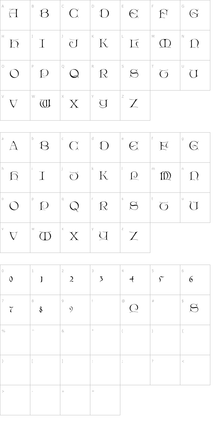 Character Map Light Unciale Font
