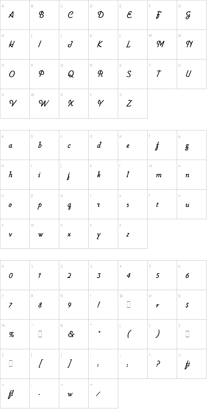 Character Map Lightnin LET Plain1.0 Font